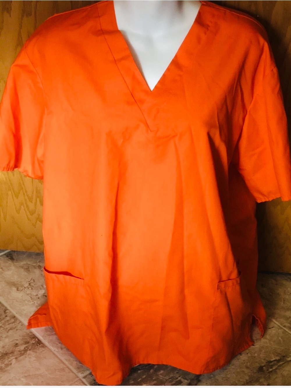 Natural Uniforms Scrubs Top Orange Medical Worker Size Medium